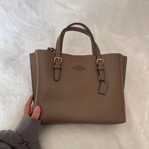 COACH MOLLIE 25 LEATHER TOTE BAG (DARK STONE)